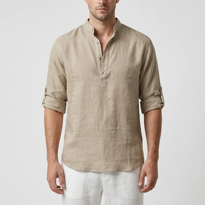 Brezalo - Loose-Fit Long Sleeve Casual Shirt  Relaxed Weekend Wear