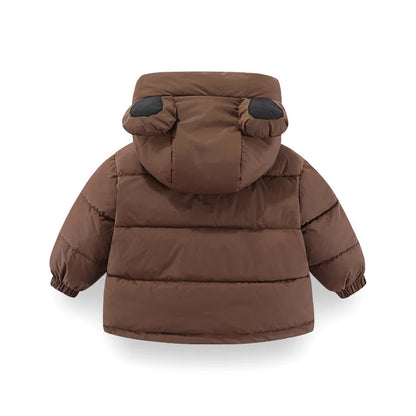 Kids Hooded Puffer Jacket | Girls | Bear Ears | Fleece Lined Winter Coat | Warm Outerwear | Steven & Levon