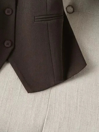 Women's Brown Tailored Waistcoat | Sleeveless Lapel Button Vest | Steven & Levon