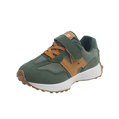 Kids Casual Sneakers | Boys & Girls | Lightweight | Hook & Loop Running Shoes | Green | Steven & Levon