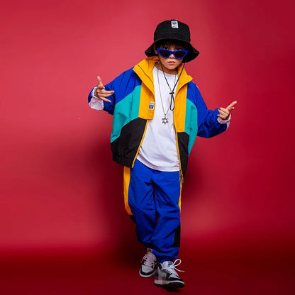Kids Colour Block Tracksuit Set | Boys | Zip-Up Jacket | Jogger Pants | Streetwear | Steven & Levon