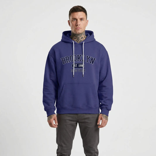 Brooklyn - Oversized Crewneck Hoodie With Graphic Print  Casual Everyday Wear