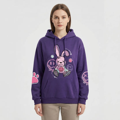 Bunnikova - Oversized Graphic Print Hoodie  Casual Street Styling