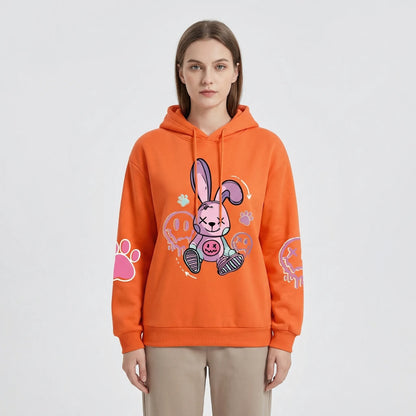 Bunnikova - Oversized Graphic Print Hoodie  Casual Street Styling
