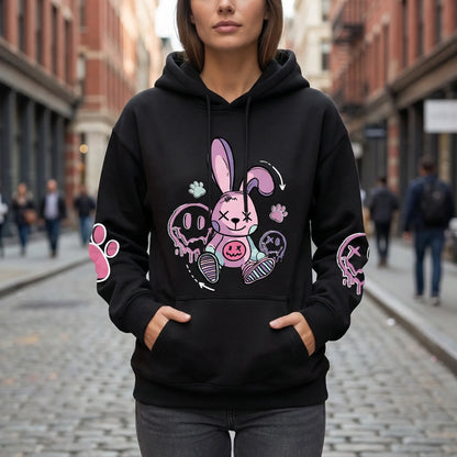 Bunnikova - Oversized Graphic Print Hoodie  Casual Street Styling