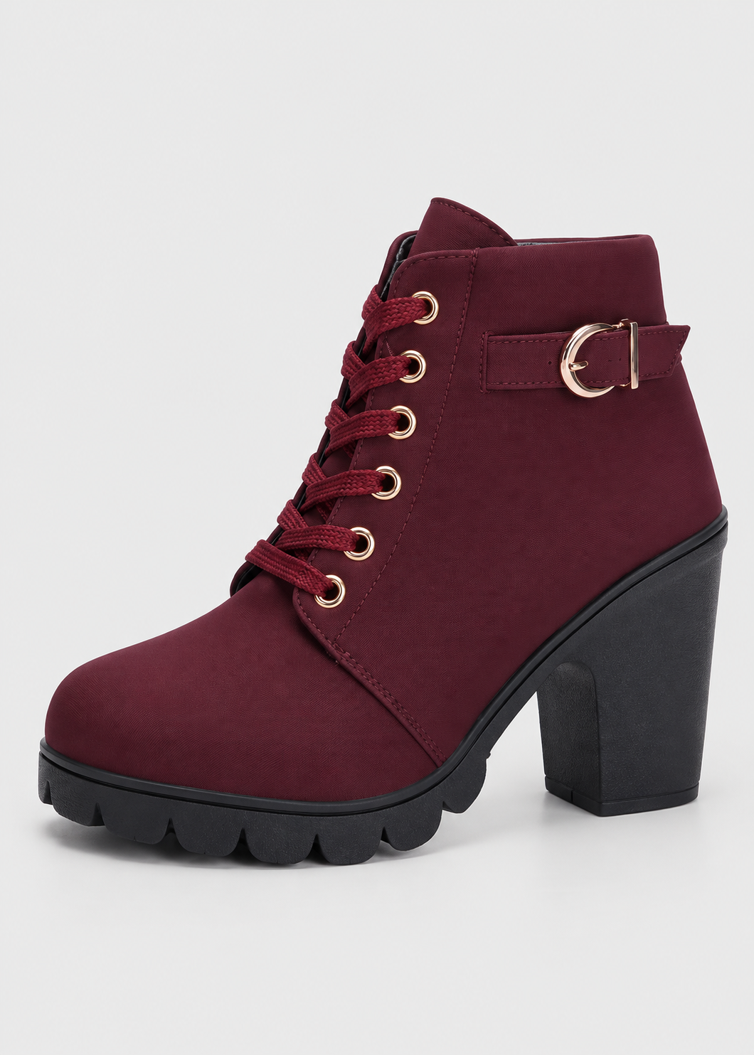 Block Heel Lace-Up Ankle Boots for Women | Side Zip | Combat Style | Steven & Levon