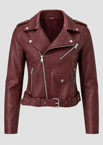 Women's PU Leather Jacket | Biker Jacket | Women | Zip Front & Padded Design | Steven & Levon