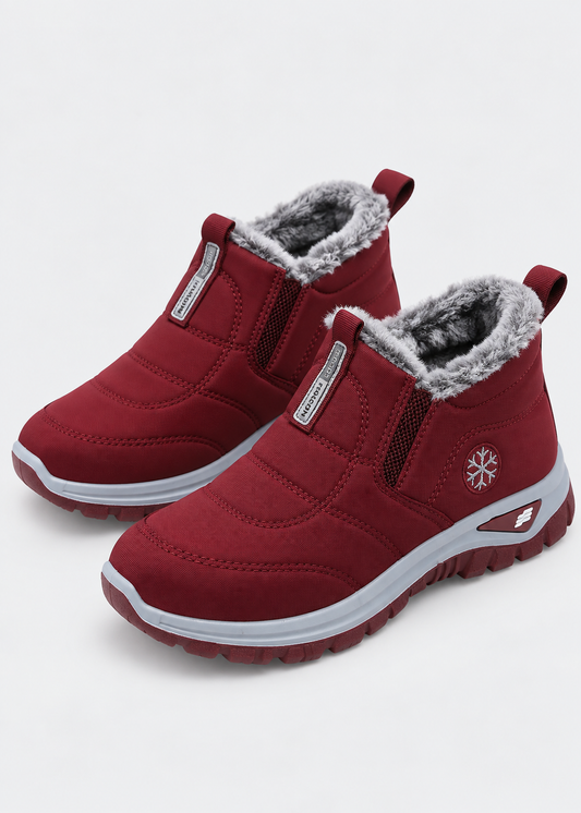 Women's Canvas Snow Boots | Slip On Ankle Boots | Faux Fur Lined Winter Shoes | Steven & Levon