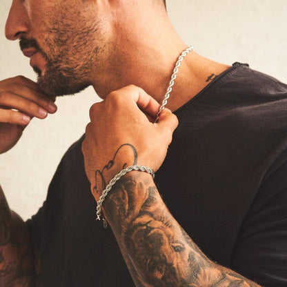 Rope Bracelet | Men | Stainless Steel | Silver, Gold & Rose Gold | 5mm Twisted Chain | Steven & Levon