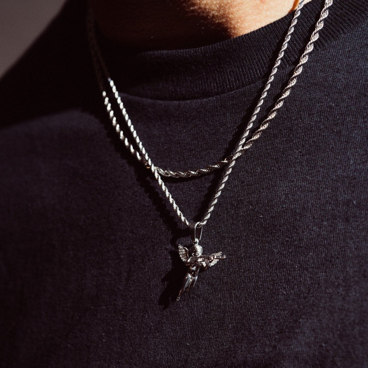 Silver Cupid's Revenge Pendant | Men | Stainless Steel | Gothic Heart Design | Statement Necklace | Steven & Levon