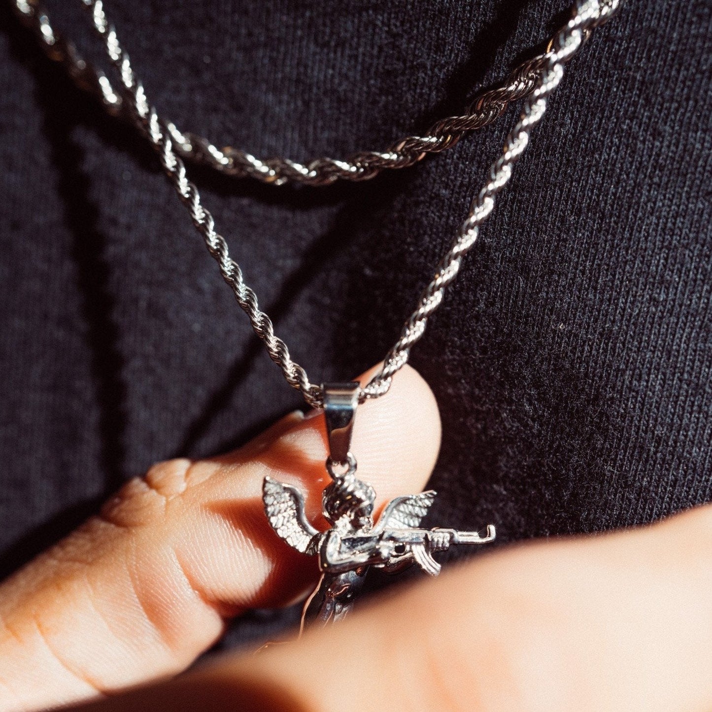 Silver Cupid's Revenge Pendant | Men | Stainless Steel | Gothic Heart Design | Statement Necklace | Steven & Levon