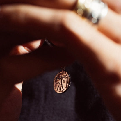 Silver Vitruvian Pendant | Men | Stainless Steel | Artistic Design | Necklace | Steven & Levon