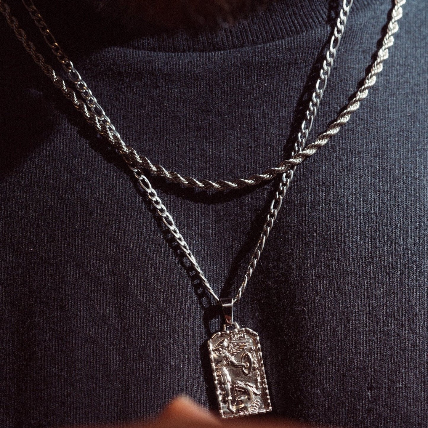 Silver St Michael Pendant | Men | Stainless Steel | Religious Design | Necklace | Steven & Levon