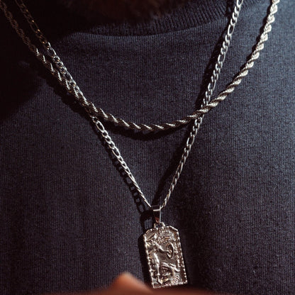 Silver St Michael Pendant | Men | Stainless Steel | Religious Design | Necklace | Steven & Levon