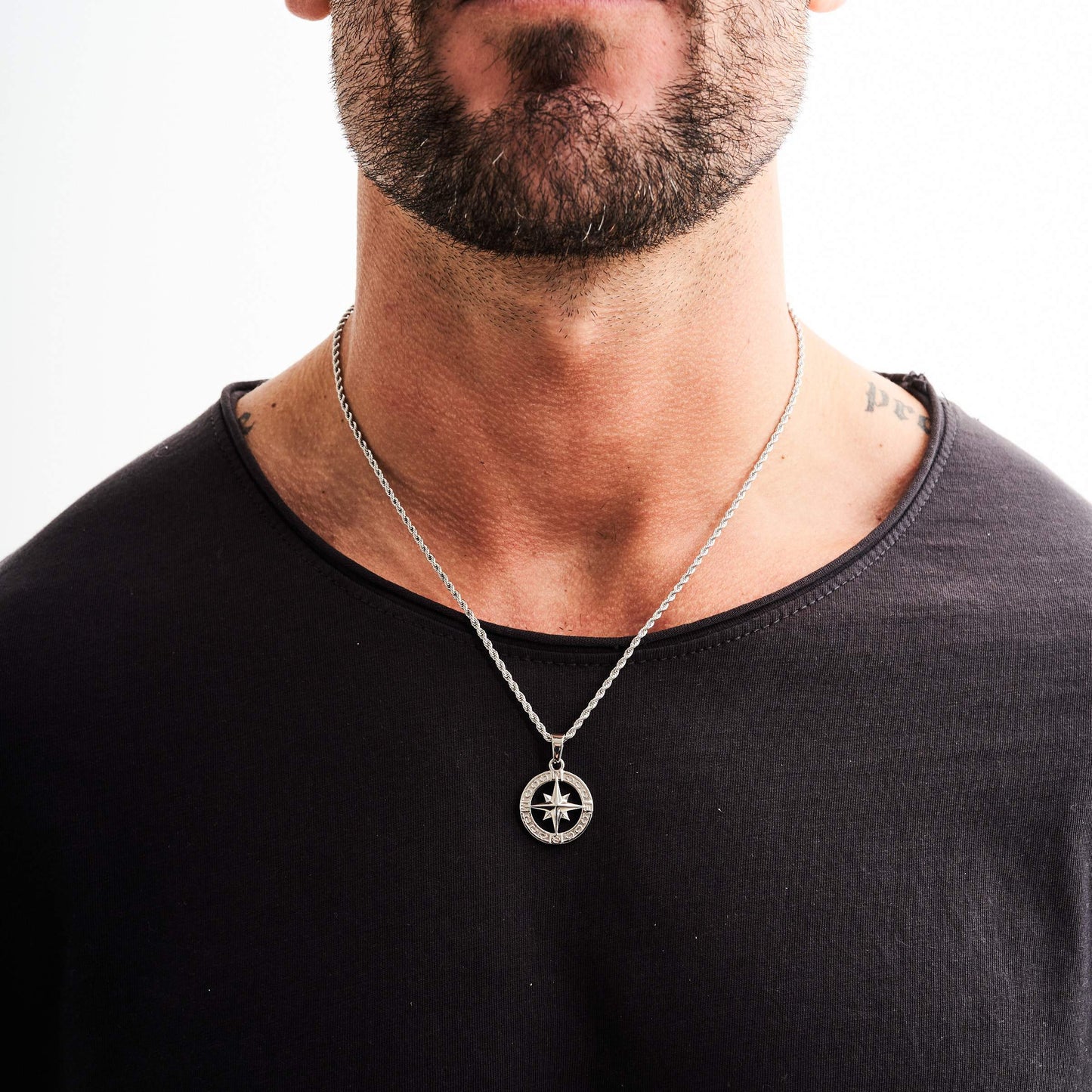 Silver North Star Pendant | Men | Stainless Steel | Star Design | Statement Necklace | Steven & Levon