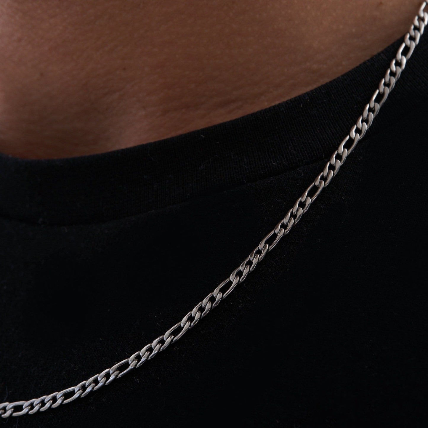 Silver Figaro Chain | Men | 3mm Stainless Steel | Classic Link Design | Statement Necklace | Steven & Levon