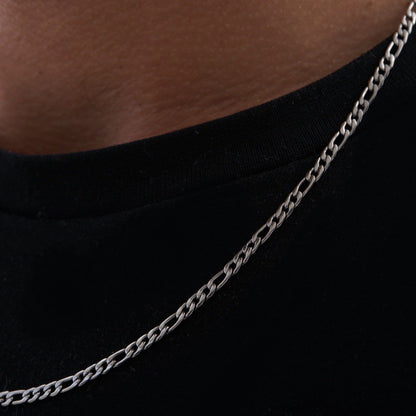 Silver Figaro Chain | Men | 3mm Stainless Steel | Classic Link Design | Statement Necklace | Steven & Levon