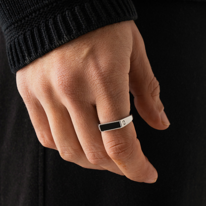Rectangle Stone Ring | Gold or Silver | Unisex | Stainless Steel | Rectangular Stone | Classic Style | Steven & Levon