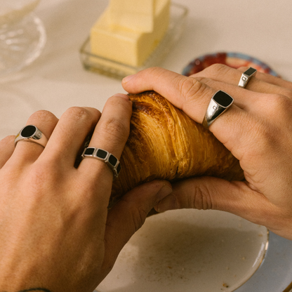 Rectangle Stone Ring | Gold or Silver | Unisex | Stainless Steel | Rectangular Stone | Classic Style | Steven & Levon
