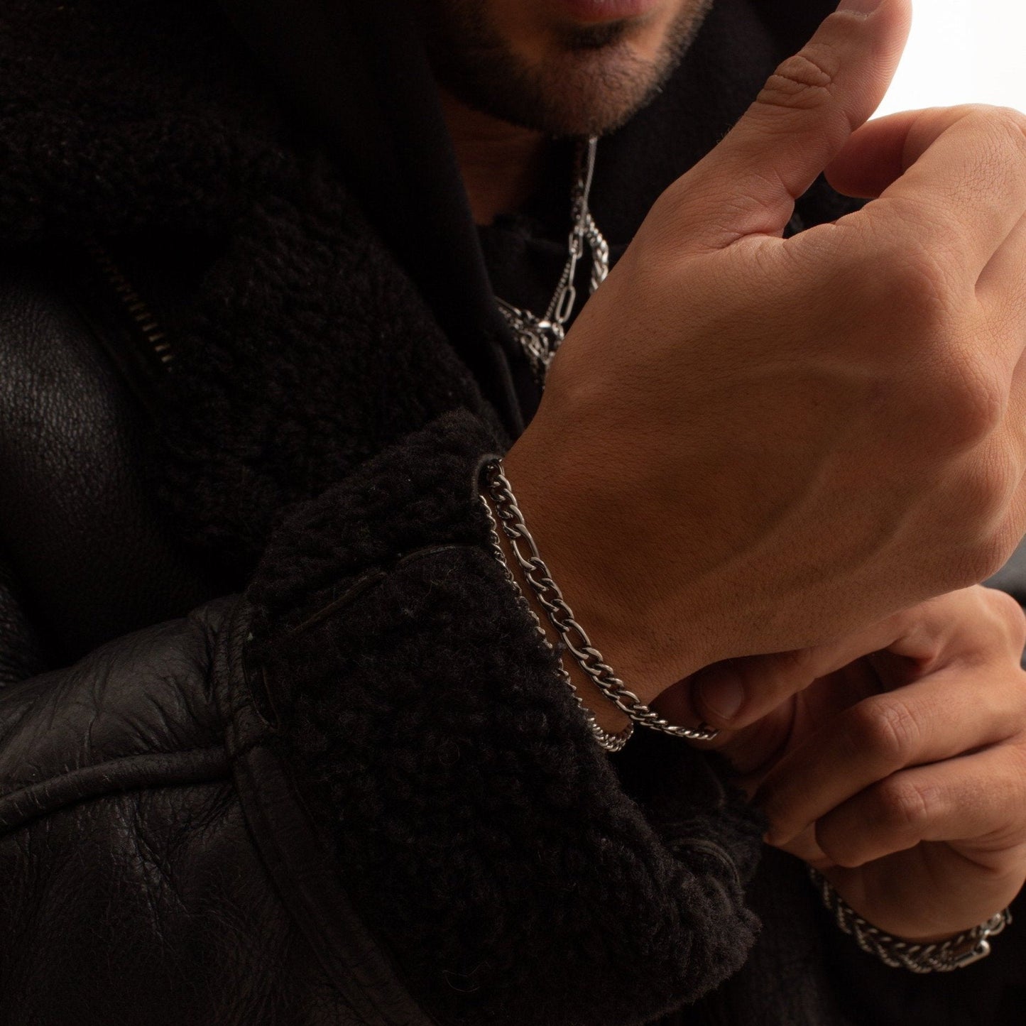 Figaro Bracelet | Men | Gold or Silver | 5mm Figaro Chain Bracelet | Steven & Levon