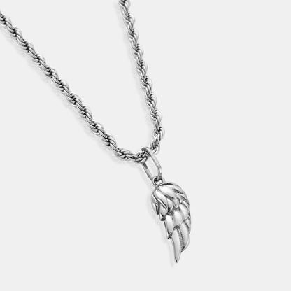 Silver Wing Pendant | Men | Stainless Steel | Angel Wing Design | Statement Necklace | Steven & Levon