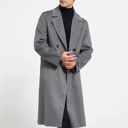 Double-Sided Wool Blend Long Coat | Men Peacoat | Thick Classic Business Casual Fit | Steven & Levon