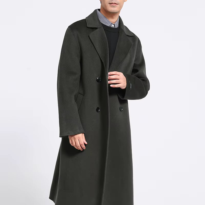 Double-Sided Wool Blend Long Coat | Men Peacoat | Thick Classic Business Casual Fit | Steven & Levon