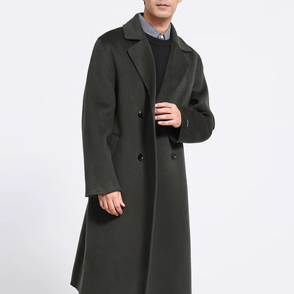 Double-Sided Wool Blend Long Coat | Men Peacoat | Thick Classic Business Casual Fit | Steven & Levon