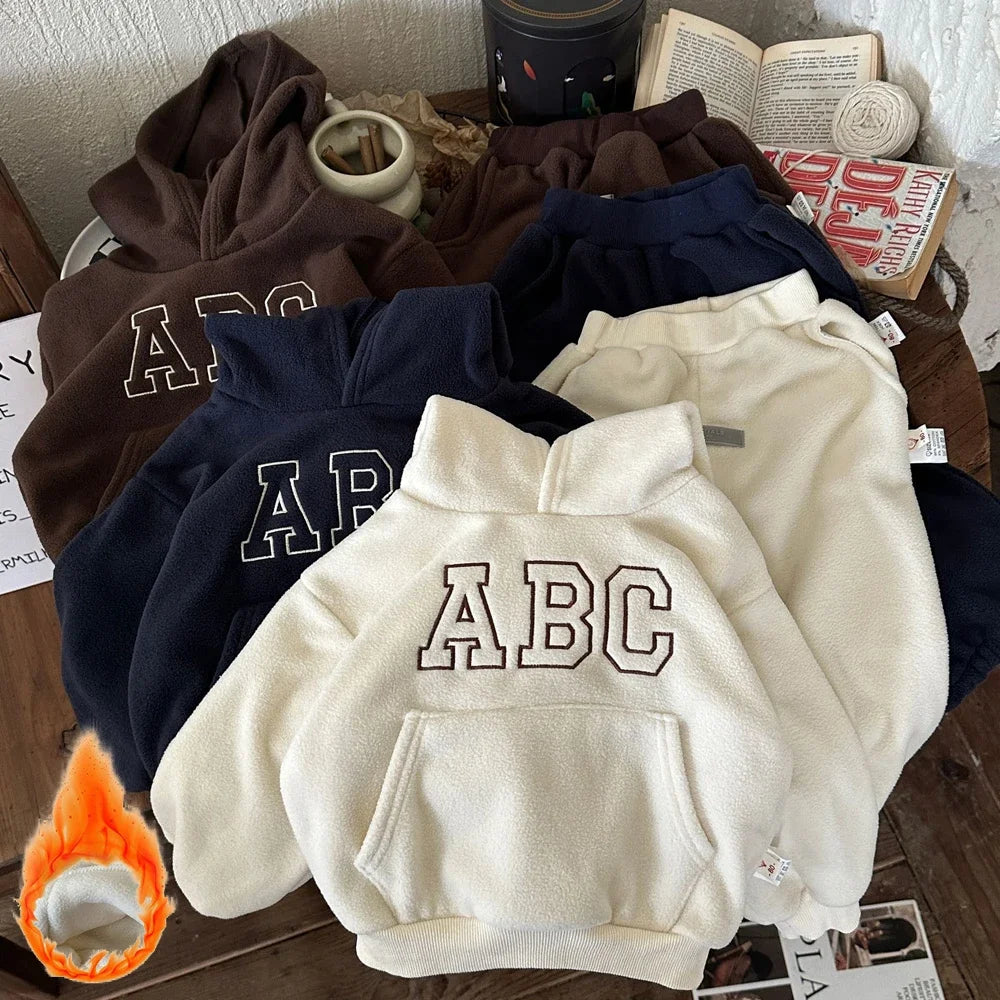 Kids Fleece Hoodie & Jogger Set | Boys & Girls | ABC Pullover | Winter Tracksuit | Steven & Levon