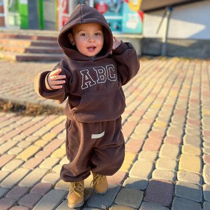 Kids Fleece Hoodie & Jogger Set | Boys & Girls | ABC Pullover | Winter Tracksuit | Steven & Levon