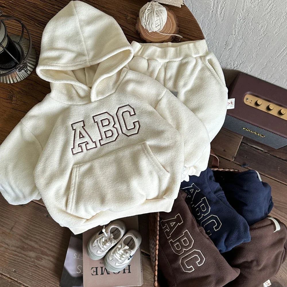 Kids Fleece Hoodie & Jogger Set | Boys & Girls | ABC Pullover | Winter Tracksuit | Steven & Levon