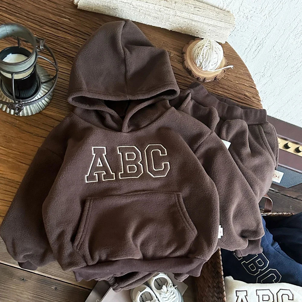 Kids Fleece Hoodie & Jogger Set | Boys & Girls | ABC Pullover | Winter Tracksuit | Steven & Levon