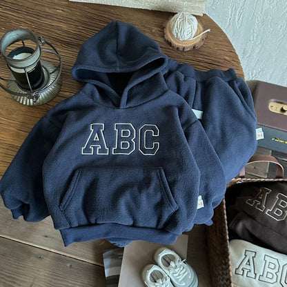 Kids Fleece Hoodie & Jogger Set | Boys & Girls | ABC Pullover | Winter Tracksuit | Steven & Levon