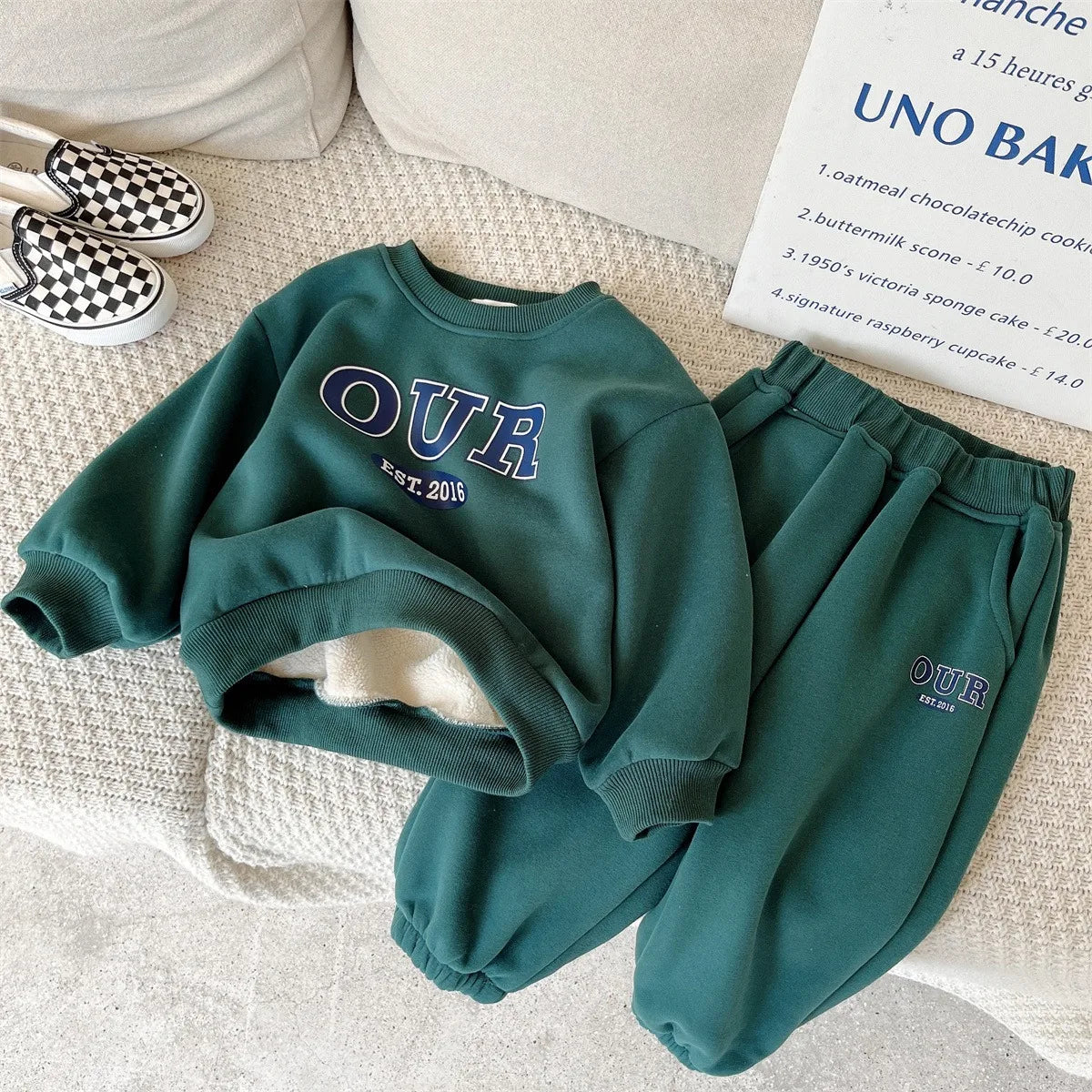 Kids Fleece Hoodie & Jogger Set | Boys & Girls | ABC Pullover | Winter Tracksuit | Steven & Levon