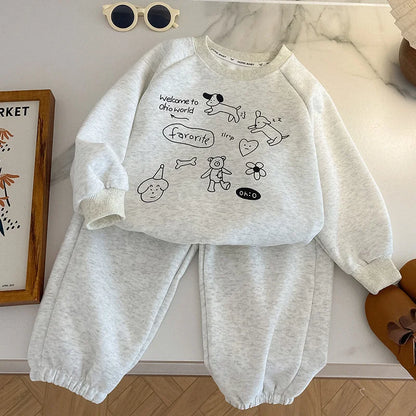 Caden | Kids Sports Suit | Unisex | Cartoon Sweatshirt & Pants | 2-Piece Tracksuit | Steven & Levon
