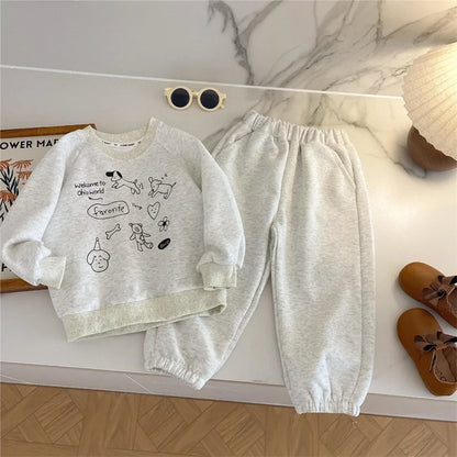 Caden | Kids Sports Suit | Unisex | Cartoon Sweatshirt & Pants | 2-Piece Tracksuit | Steven & Levon