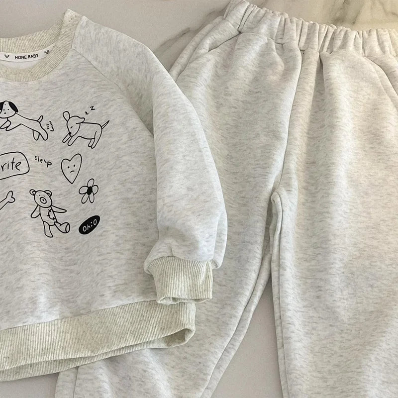 Caden | Kids Sports Suit | Unisex | Cartoon Sweatshirt & Pants | 2-Piece Tracksuit | Steven & Levon