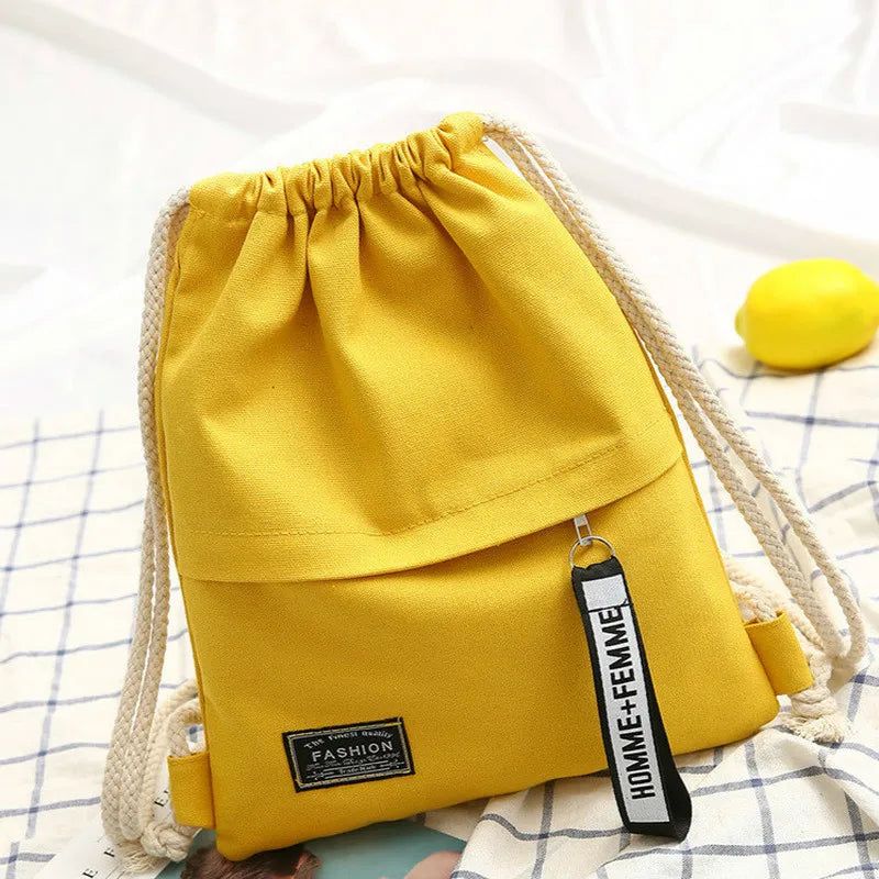 Canvas Drawstring Backpack | Women | Large Capacity | Lightweight Casual School Bag | Steven & Levon
