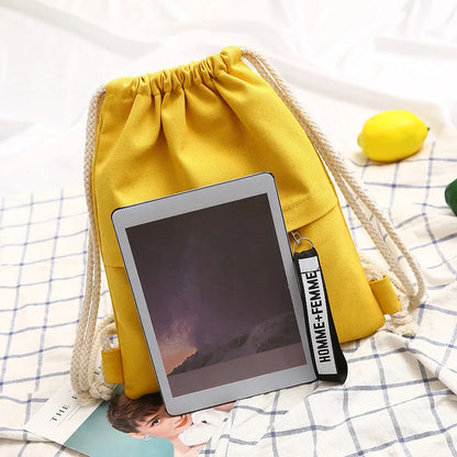 Canvas Drawstring Backpack | Women | Large Capacity | Lightweight Casual School Bag | Steven & Levon