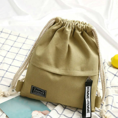 Canvas Drawstring Backpack | Women | Large Capacity | Lightweight Casual School Bag | Steven & Levon