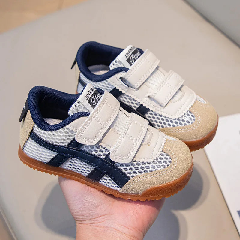 Kids Hook & Loop Trainers | Breathable Mesh School Sneakers | Non-Slip Running | Steven & Levon