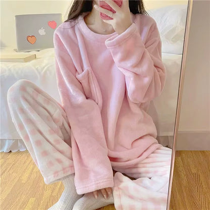 Women's Pyjama Set | Soft Fleece | Checked Top & Trousers | Warm Winter Loungewear | Steven & Levon