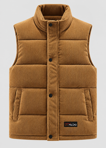Men's Quilted Puffer Bodywarmer | Stand Collar | Sleeveless Zip Gilet | Insulated Vest | Steven & Levon