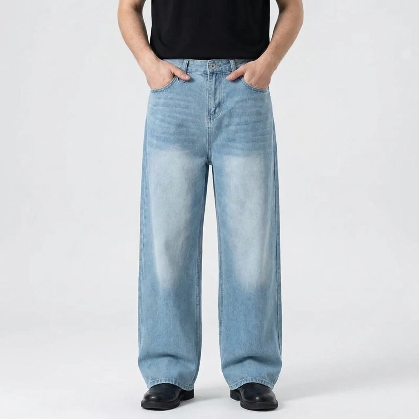 Camoflux - Loose Wide Leg Camouflage Denim Trousers  Casual Everyday Wear