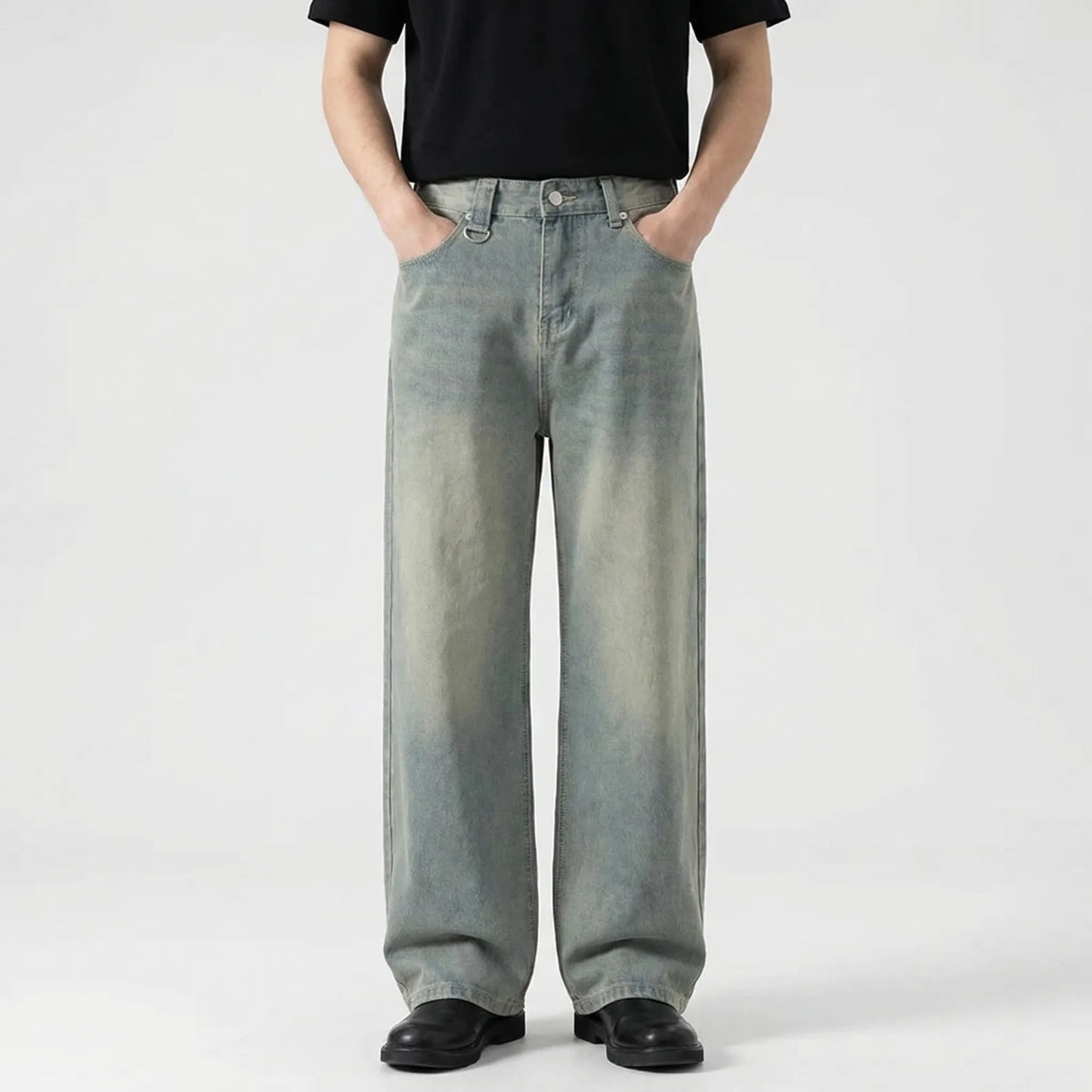 Camoflux - Loose Wide Leg Camouflage Denim Trousers  Casual Everyday Wear