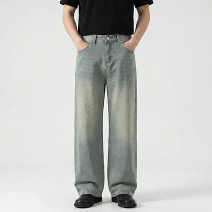 Camoflux - Loose Wide Leg Camouflage Denim Trousers  Casual Everyday Wear