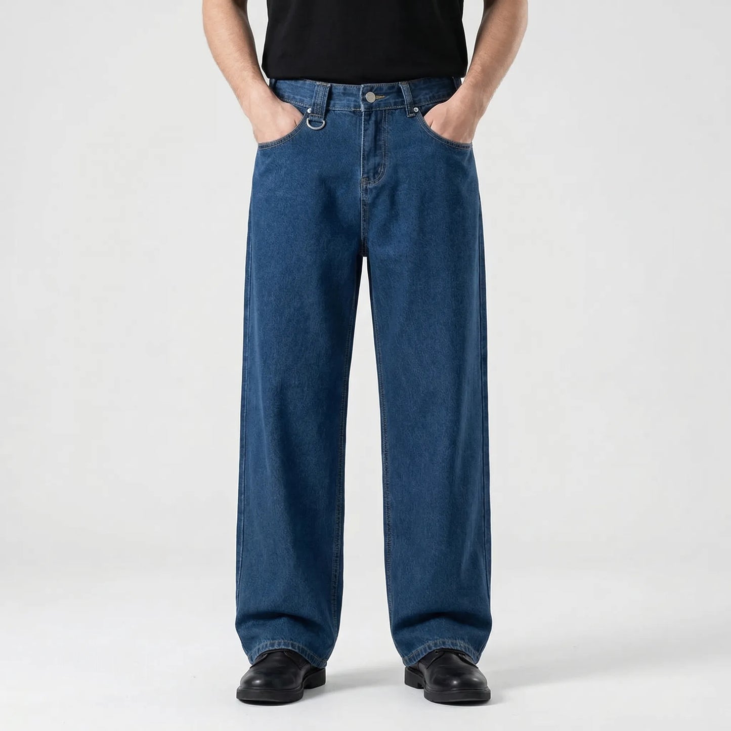 Camoflux - Loose Wide Leg Camouflage Denim Trousers  Casual Everyday Wear