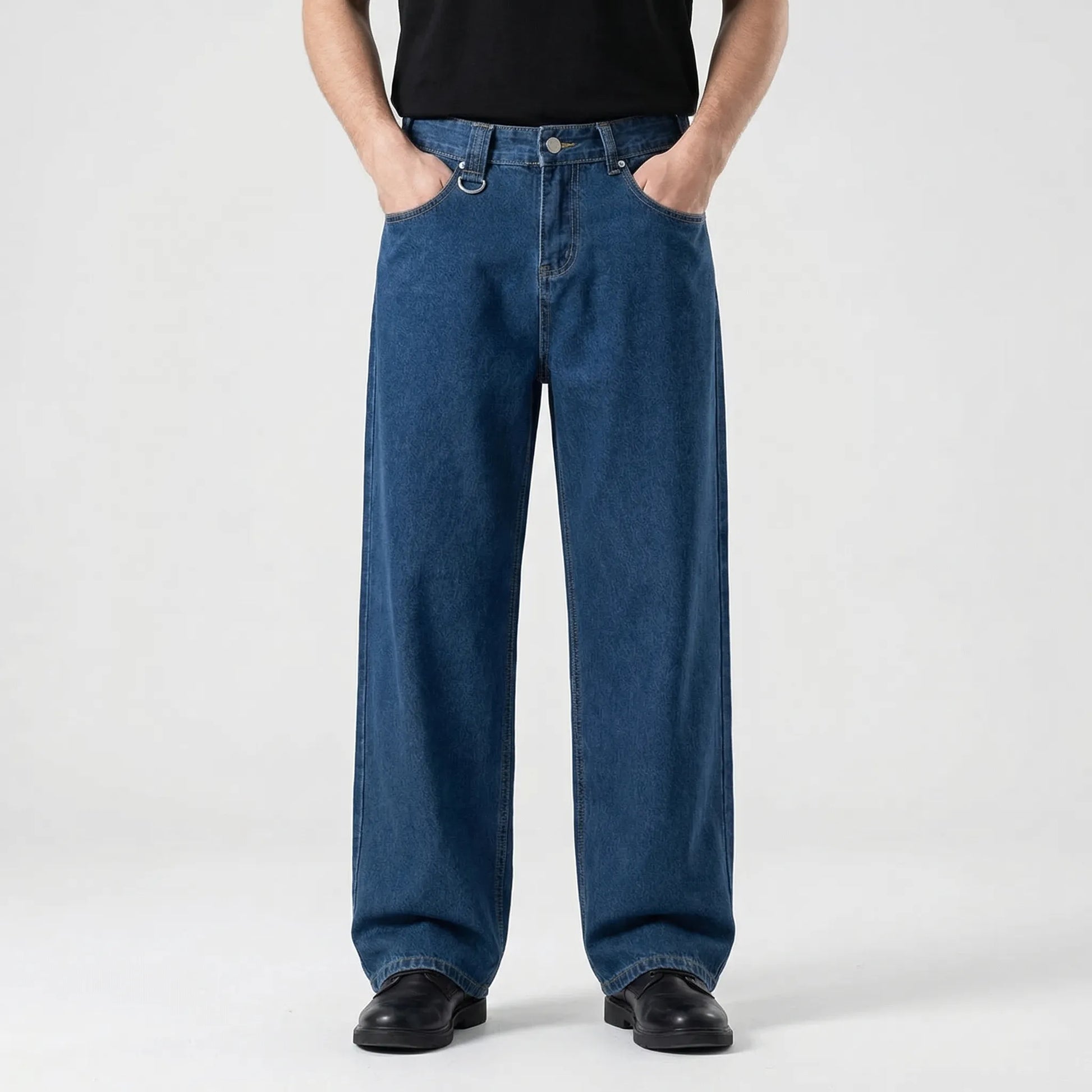 Camoflux - Loose Wide Leg Camouflage Denim Trousers  Casual Everyday Wear