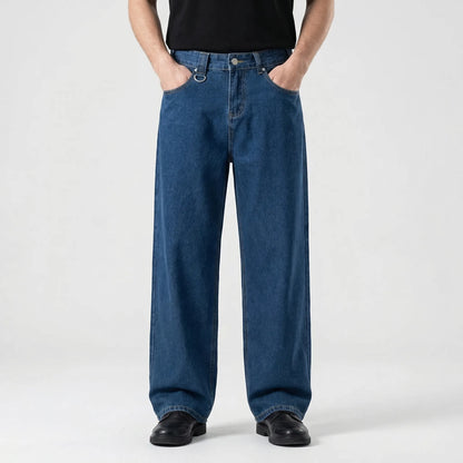 Camoflux - Loose Wide Leg Camouflage Denim Trousers  Casual Everyday Wear