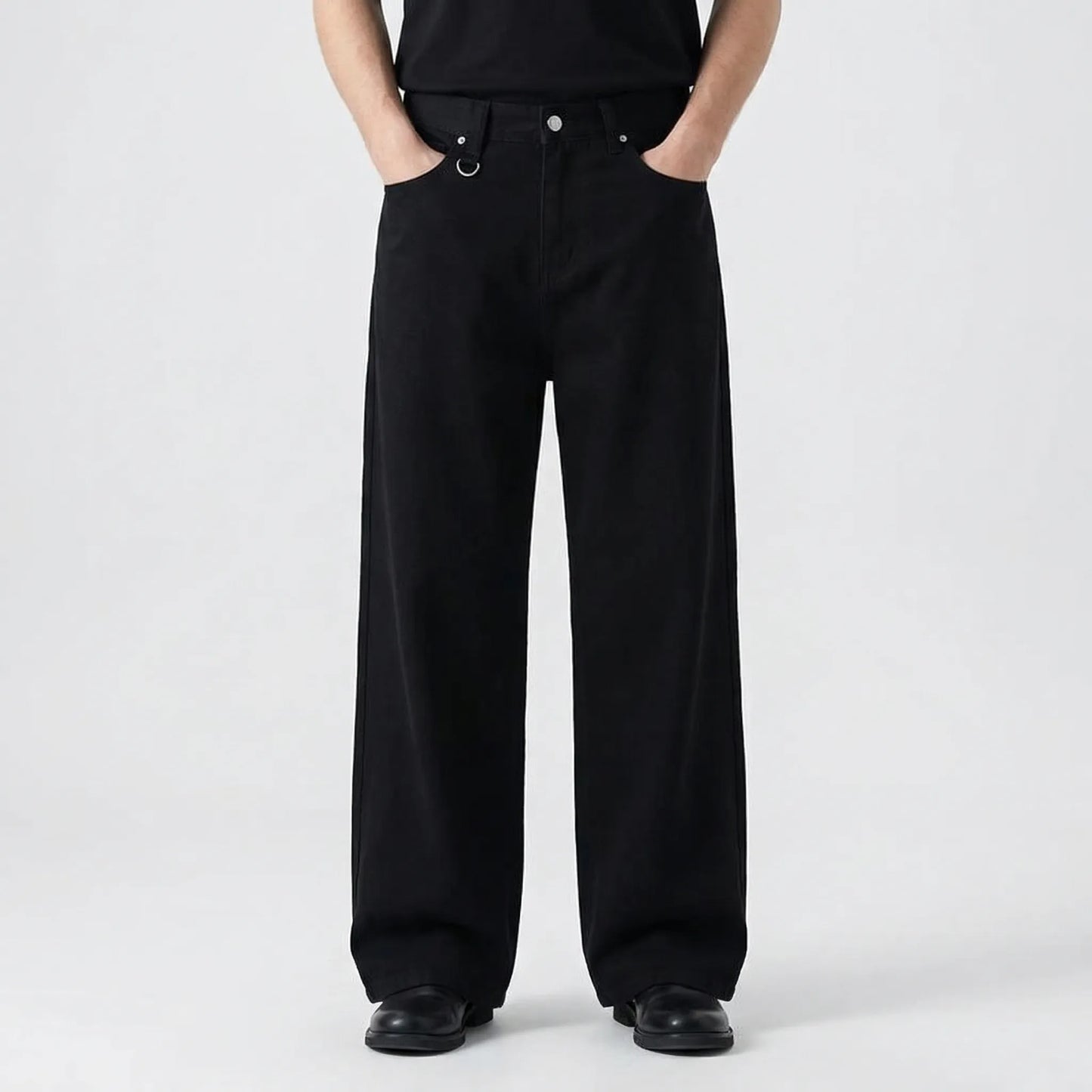 Camoflux - Loose Wide Leg Camouflage Denim Trousers  Casual Everyday Wear